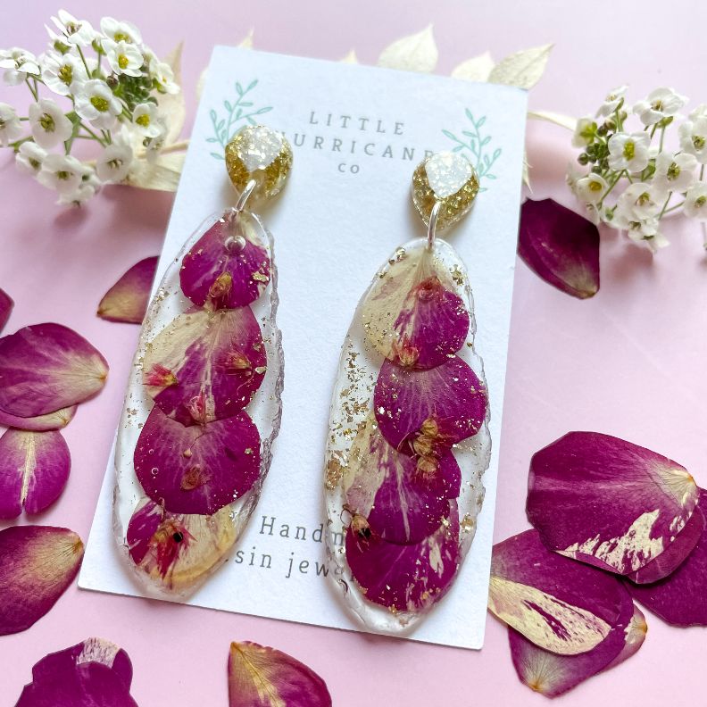 Resin on sale rose earrings