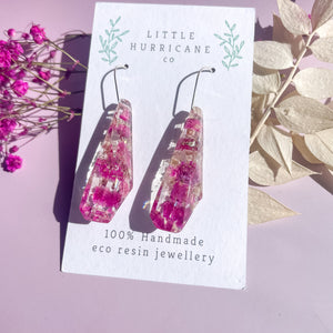 Pink Baby's Breath Faceted Dangle